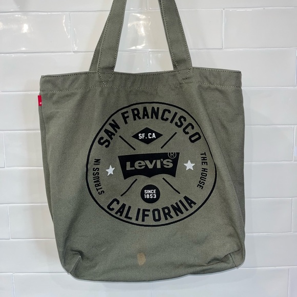 Levi's California Canvas Tote Bag Olive Green 100% Cotton - Picture 2 of 9